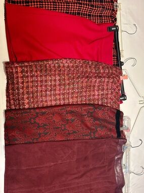Lot of Women's Red & Burgundy Skirts - Mixed Textures